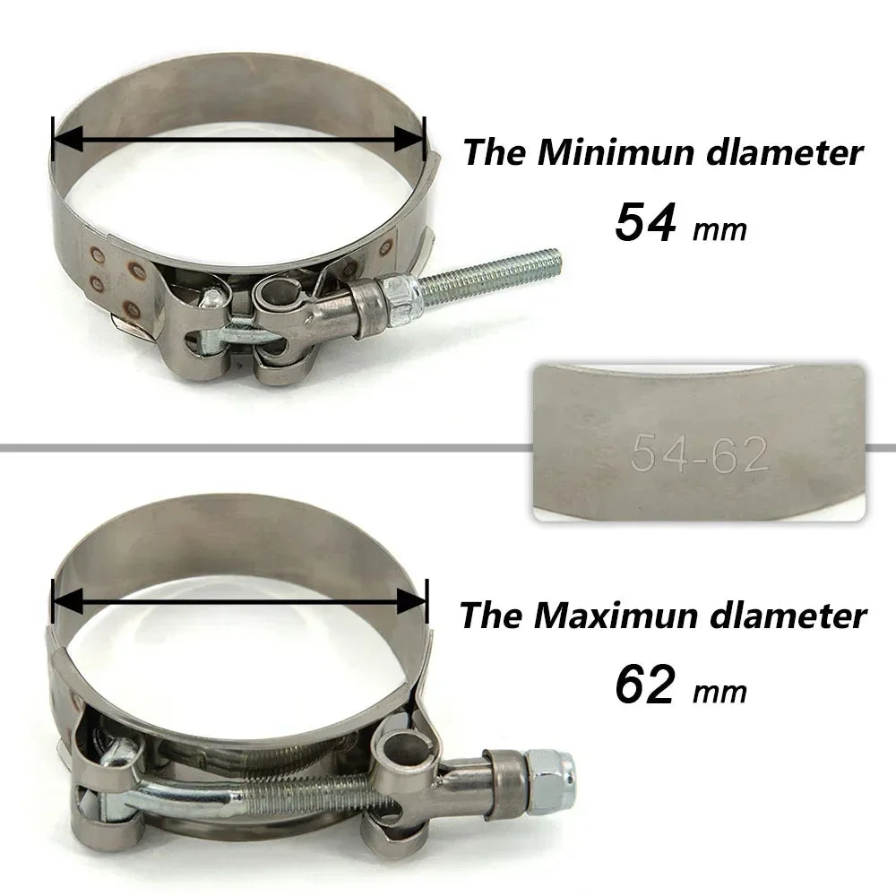 40-112mm 2/2.25/ 2.5/ 2.75/ 3.0/ 3.25/ 3.5/4.0" T-Bolt Exhaust Steel Hose Clamp Intake Turbo Intercooler Silicone Coupler Clamps