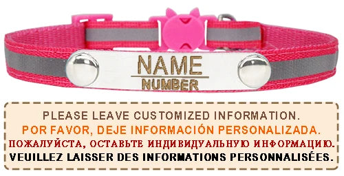 Reflective Cat Collar Custom Engraved ID Personalized with Bell Puppy Pet Breakaway Necklace Accessories Nameplate Collar