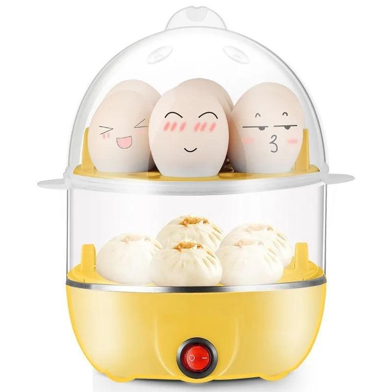 Electric Egg Boiler Double Layer Multifunctional Corn Egg Custard Automatic Mini Steamer 14 Eggs Breakfast Egg Cooker