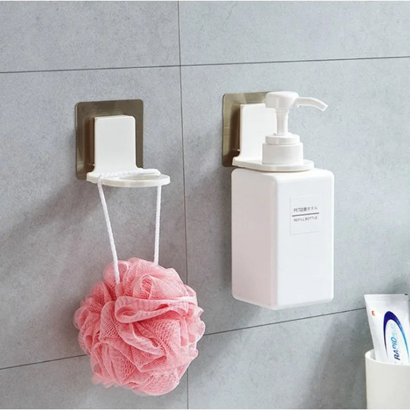 Wall Mounted Self-Adhesive Shampoo Bottle Shelf Liquid Soap Shower Gel Organizer Hook Holder Shelves Hanger Bathroom Accessories