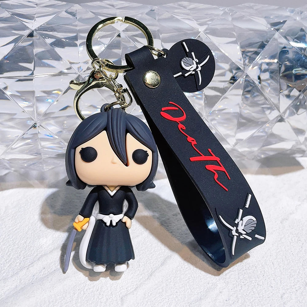 Anime Bleach Keychain Cosplay Kurosaki Ichigo Silicone Pendant Keyring Car Backpack Key Holder Accessories for Fans Quality Gift