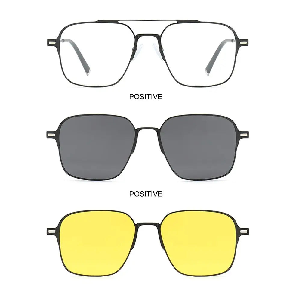 Metal Anti Blue Light Glasses with Magnet Clip On Polarized/Night Vision Sunglasses 2023 New Style 3 In 1 Glasses UV400 Eyewear