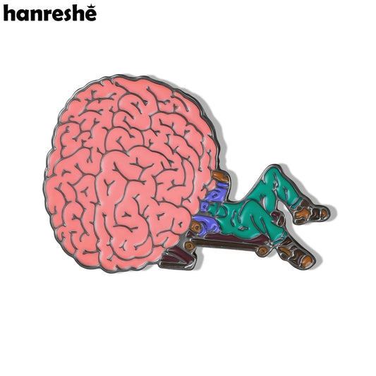 Hanreshe Funny Repair Brain Enamel Pin Medical Neurology Brooch Lapel Badge Medicine Jewelry Gifts for Doctor Nurse