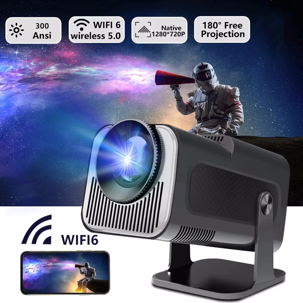 Mini Portable Projector Newly Native HY320 720P  Android11 4K 300ANSI Projector Wifi6 BT5.0 Cinema Outdoor Rotable Projector