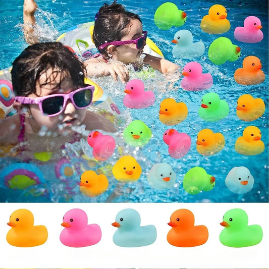 12Pcs/Set Baby Bath Toys Rubber Duck Colorful Ducks for Children Summer Swimming Pools Beach Game Toddler Children Toys Gift