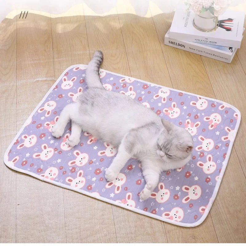 Pet Summer Cooling Latex Pad Cute Cartoon Pattern Cat Dog Sleeping Mat Kennel Ice Silk Cool Mats Floor Sofa Blanket Pet Supplies