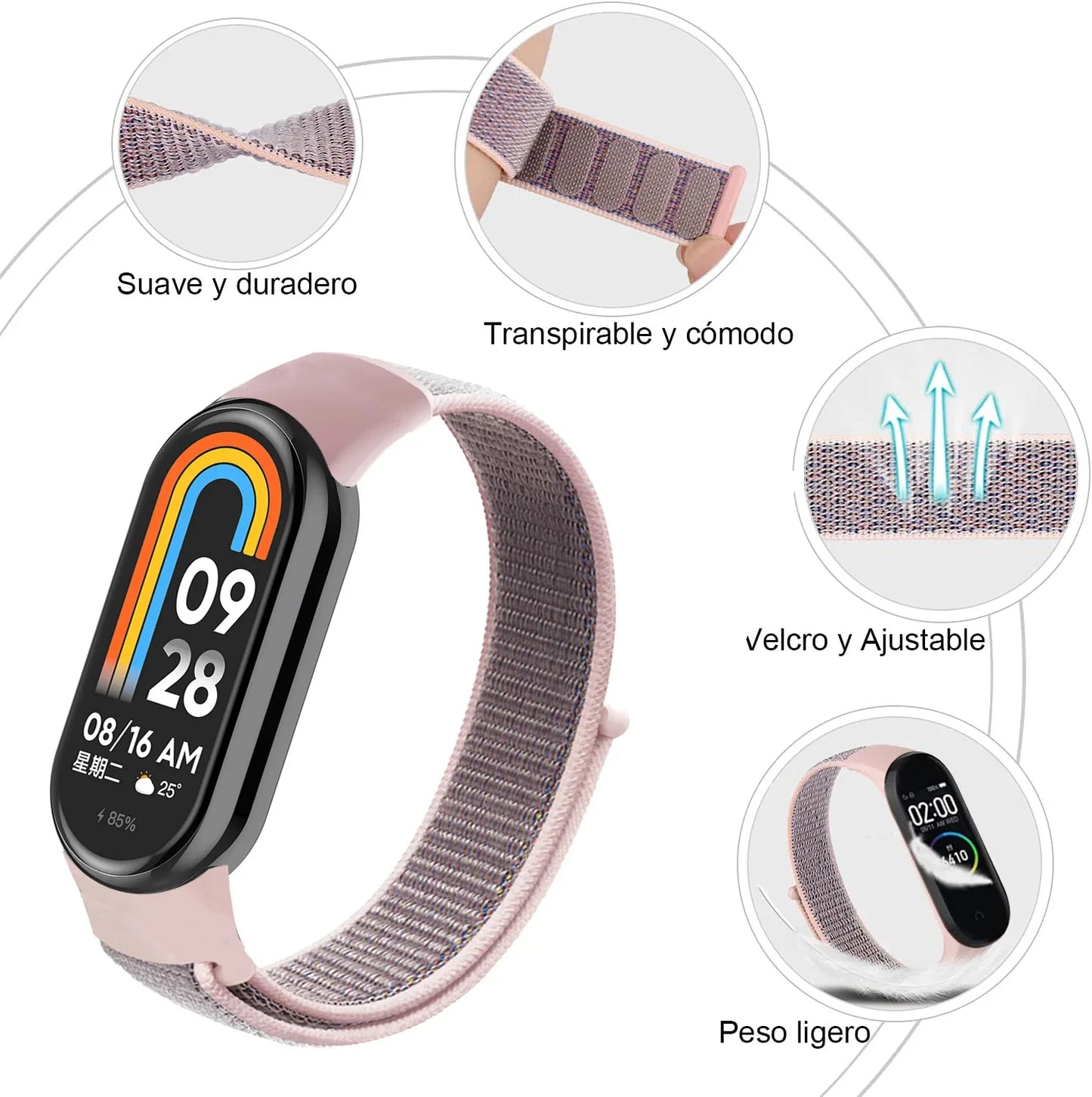 Nylon Loop for xiaomi Mi Band 8 Strap 8 NFC SmartWatch Wristband Correa Replacement sport pulsera for Miband 8 Bracelet Correa