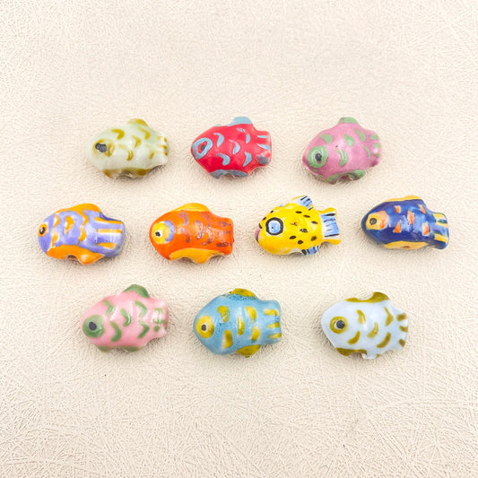 2022 New Style 27 Colors 18MM Clownfish Tropical Fish Ceramic Beads Porcelain for Key Chain Bracelet DIY Handmade Free Shipping