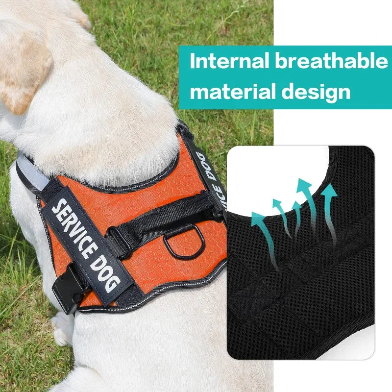 Service Dog Harness,No Pull,Easy On and Off,3M Reflective Breathable,Easy-Adjust Pet Halters,Suitable for Small Medium Large Dog