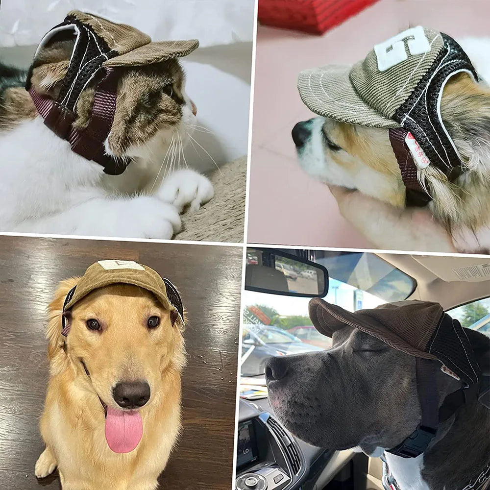 Dog Hat Dog Sunscreen Hat Baseball Cap Outdoor Sports Hat with Ear Holes Adjustable Pet Hat for Small and Medium Dog Large Dogs