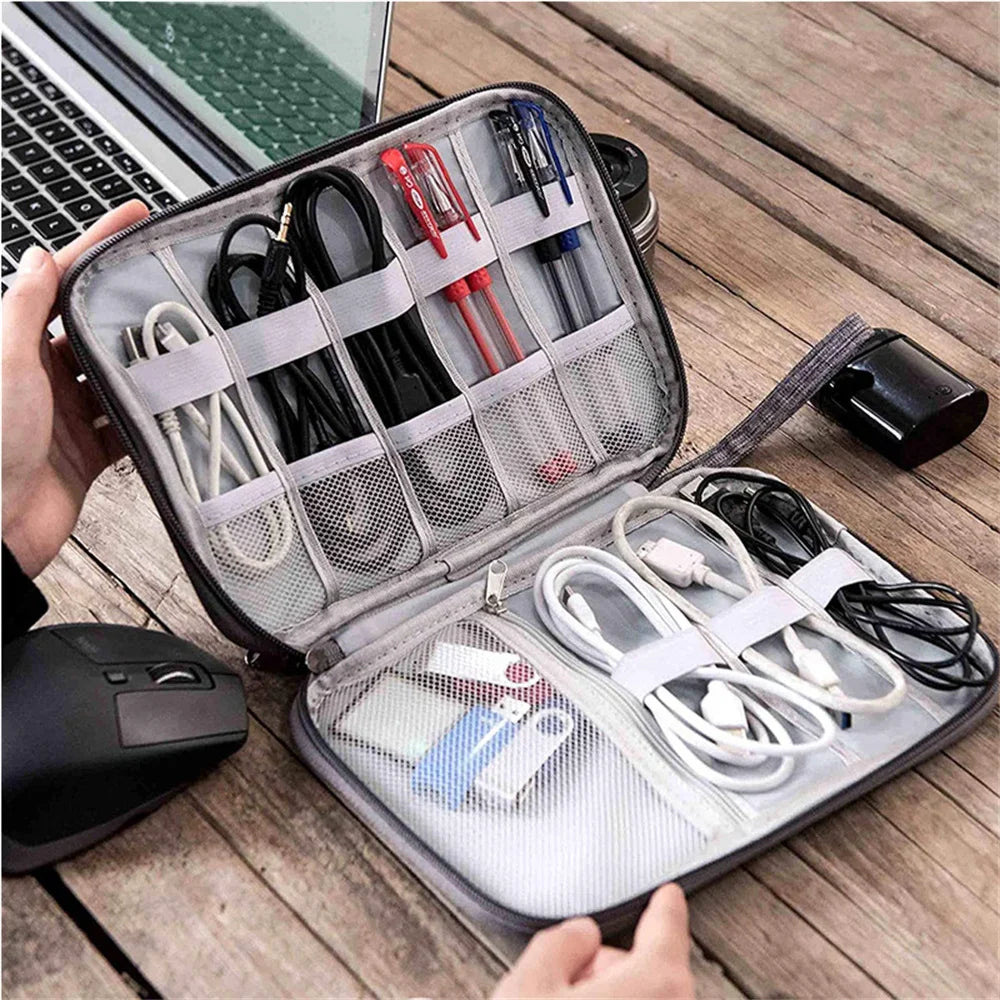 Simple Single Layer Digital Storage Bag Data Cable Charger Organize Waterproof Home Travel Portable Headphone Organization Pouch