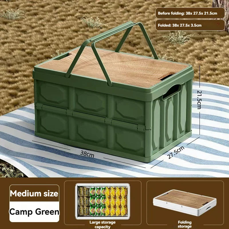 1 Outdoor Camping Storage Box with Lid, Multi-Purpose Large Capacity Car Trunk Organizer, Portable Stall Sorting Box, Suitable F