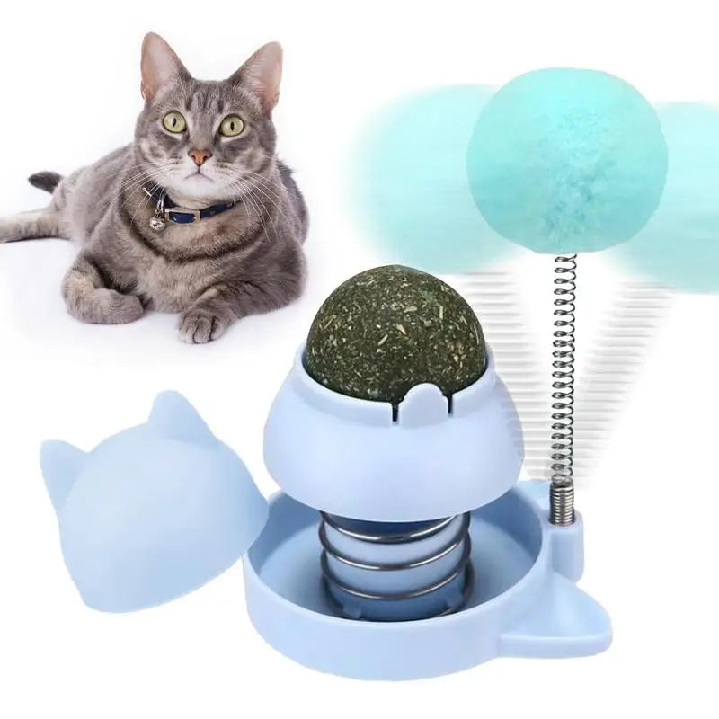 Catnip Ball for Cats Wall Rotatable Cat Licking Balls Edible and Healthy with Spring Ball Cat Licking Balls for Cats Catnip