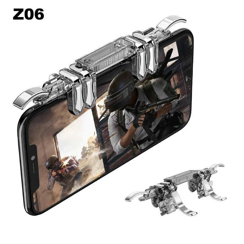 Z06 Mobile Phone 6 Fingers Game Trigger Handle for IPhone Android PUBG Aim Shooting L1R1 Key Button Gamepad Joystick Controller