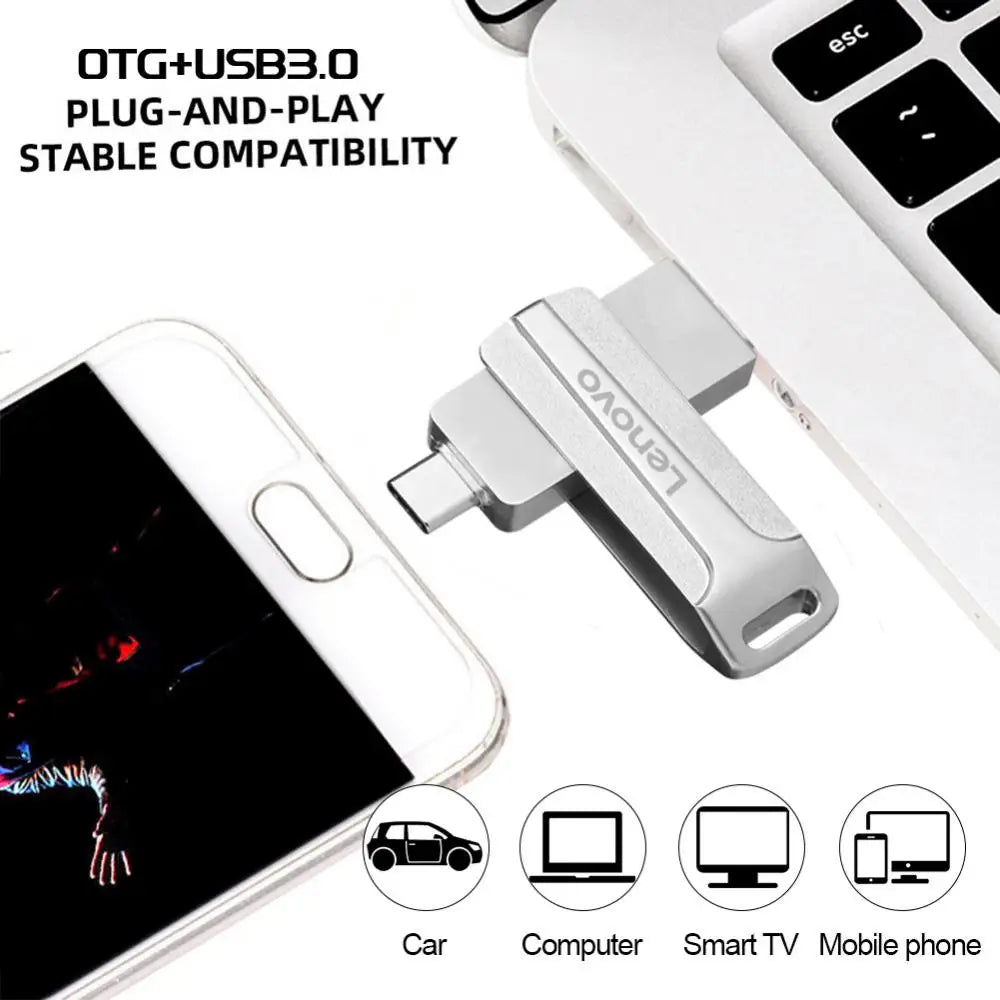 Lenovo 2TB Metal USB Memory Flash Drive 3.0 1TB 128GB High Speed USB Memories 128GB Waterproof OTG Pen Drive Ideas Gift