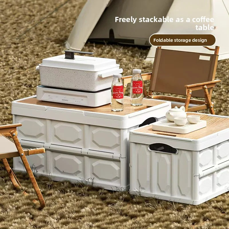 1 Outdoor Camping Storage Box with Lid, Multi-Purpose Large Capacity Car Trunk Organizer, Portable Stall Sorting Box, Suitable F