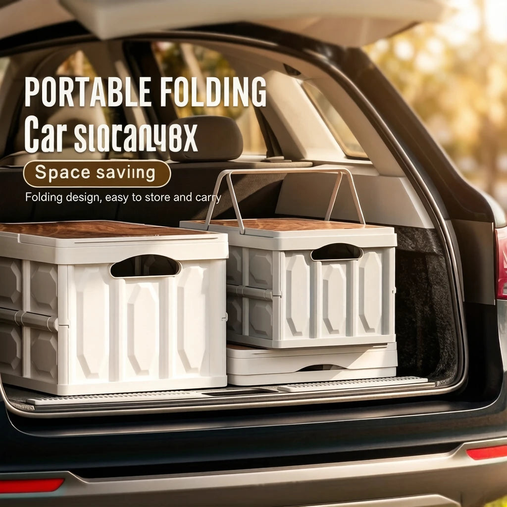 1 Outdoor Camping Storage Box with Lid, Multi-Purpose Large Capacity Car Trunk Organizer, Portable Stall Sorting Box, Suitable F