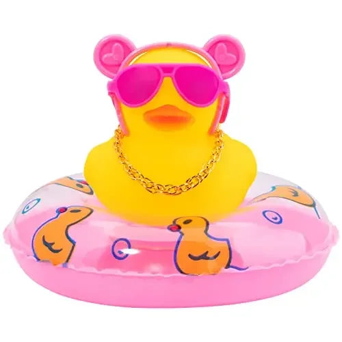 Mini Rubber Resin Duck  for Car Decoration Dashboard Car Decoration Funny Sunglasses for  House Interior and Office Decoration