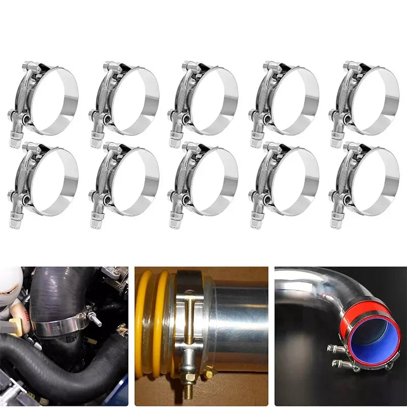 40-112mm 2/2.25/ 2.5/ 2.75/ 3.0/ 3.25/ 3.5/4.0" T-Bolt Exhaust Steel Hose Clamp Intake Turbo Intercooler Silicone Coupler Clamps