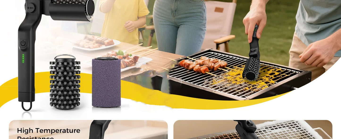 Electric Rotating BBQ Grill Brush Heavy Duty Grease Cleaner New Roller Brush Cleaning Barbecue Grid Brush Tool or Brush Head