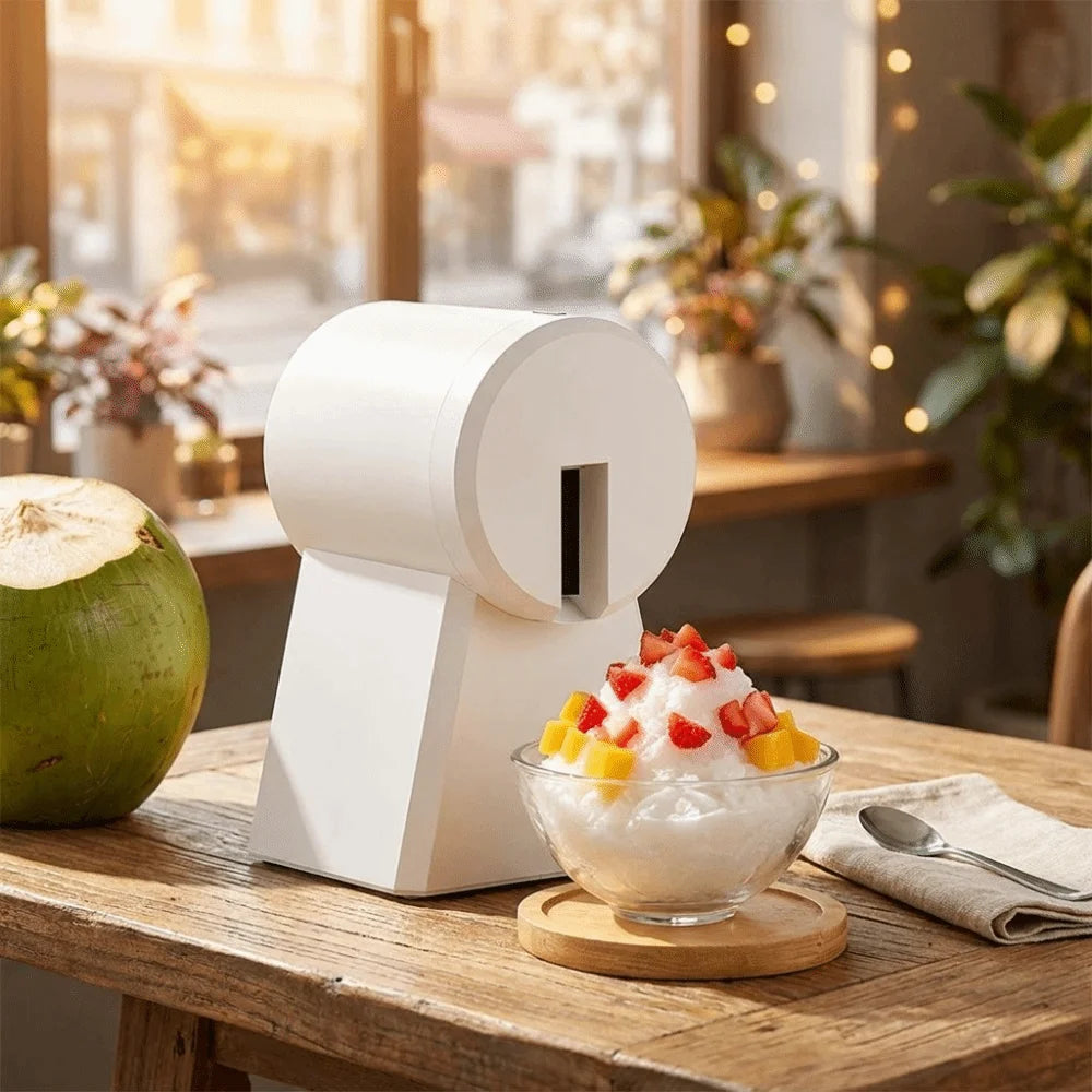 Portable Hand-Cranked Shaved Ice Machine with Ice Box Labor Saving Ice Crusher Plastic Smoothie Machine Street Stall