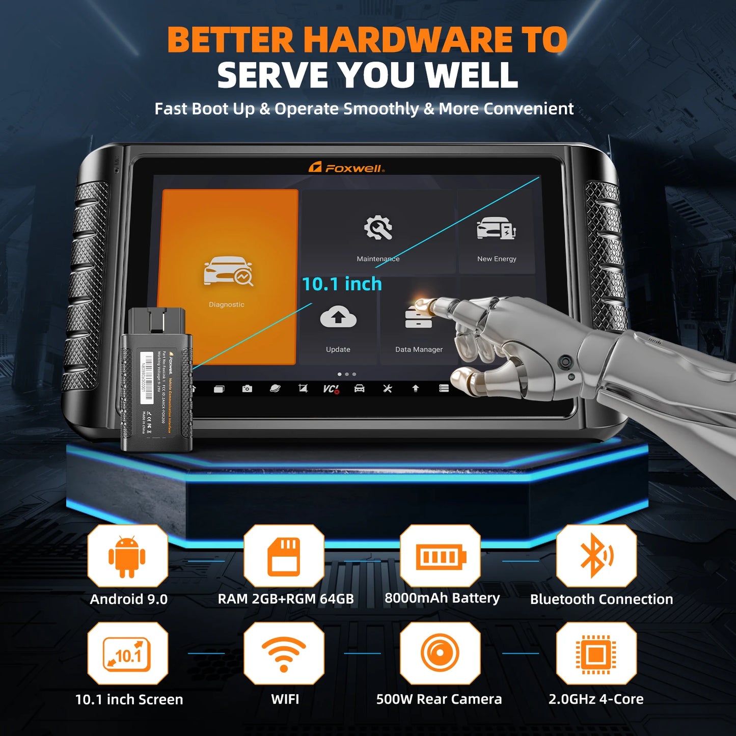 2025 FOXWELL Professional Car Scanner NT1009 Bidirectional Test Advanced ECU Coding 34+ Reset All System Diagnosis OBD2 Scanner