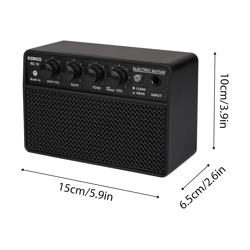 KOKKO 10W Small Electric Guitar Amp Mini Portable Guitar Practice Speaker Rechargeable Portable Practice Audio Guitar Amplifier