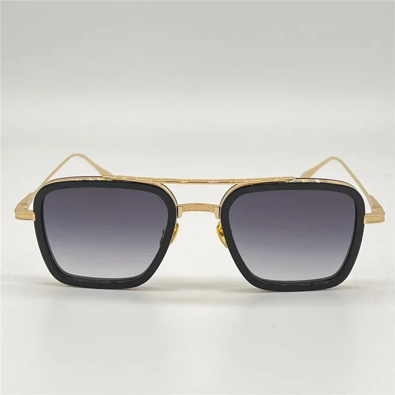 Men's Sunglasses For Women Style FLIGHT 006 Anti-Ultraviolet Retro Plate Square Full Frame Special Design Eyeglasses Random Box