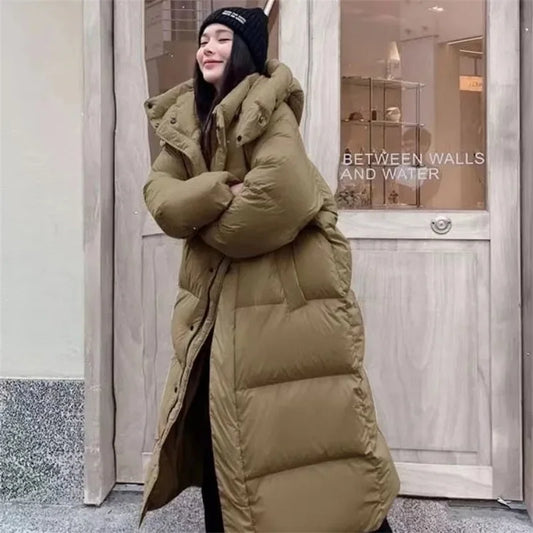 2024 New Warm Winter Puffer Jacket Hooded Long Women Parkas Thick Cotton Padded Windproof Overcoat Casual Loose Snow Wear Jaquet