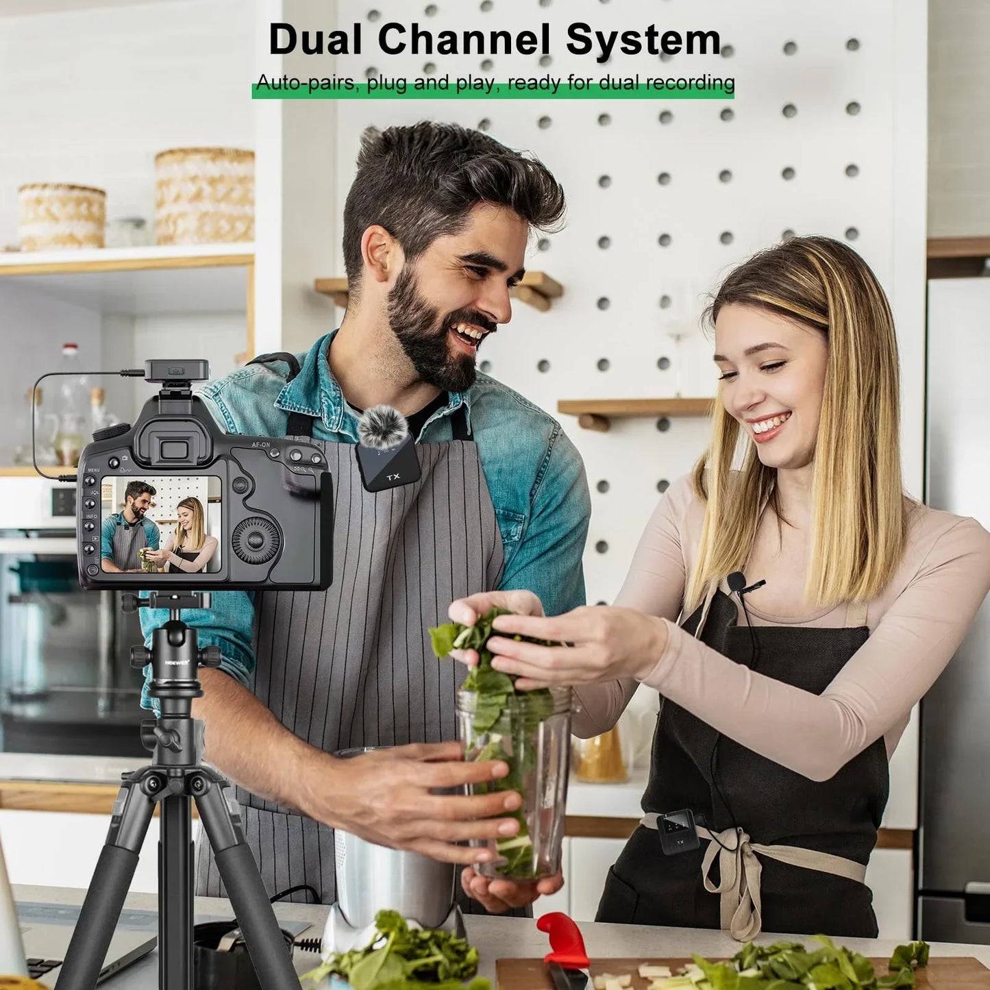 Wireless Lavalier Microphone for Camera,iPhone,Android,Microphone Reverb Sound Video Recording Podcast Noise Reduction Clip mic