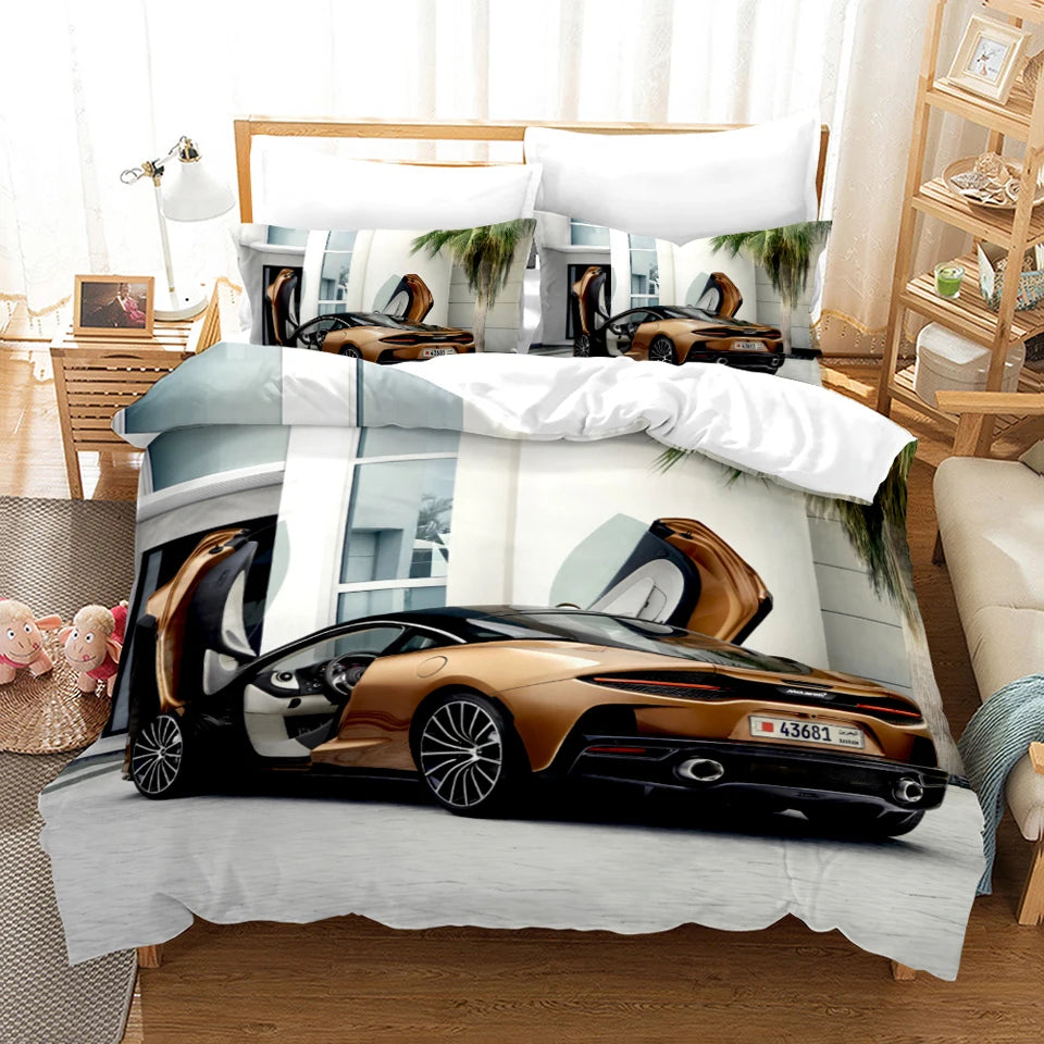 Sports Car Duvet Cover Set Luxury High Quality 3D Printed Bedding 2/3pcs Double Queen King Bedclothes Adults Boys Home Textile