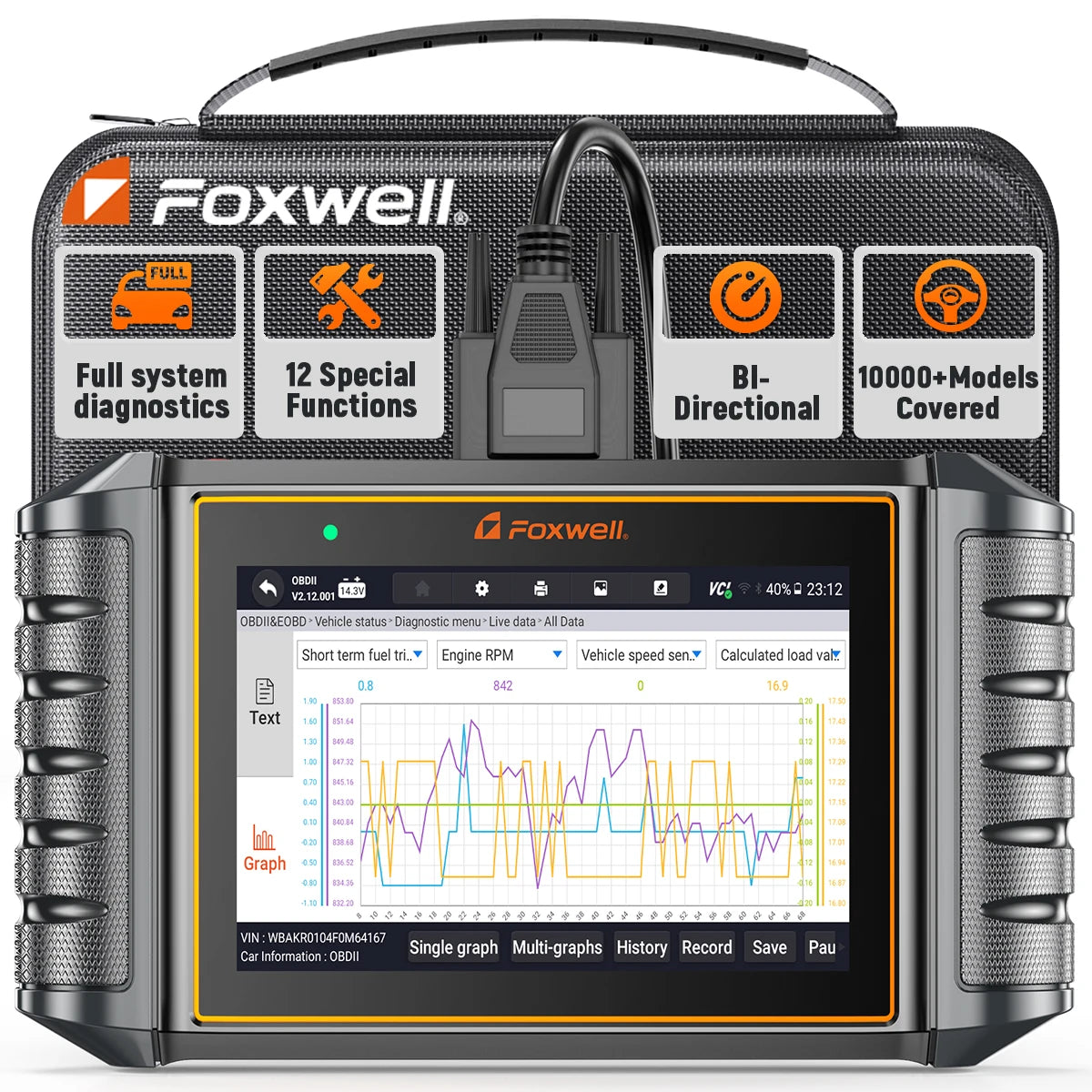 2025 Foxwell NT726 OBD2 Scanner BI-Directional All Systems Oil EPB Battery Registration 12 Reset OBD 2 Car Diagnostic Scan Tool