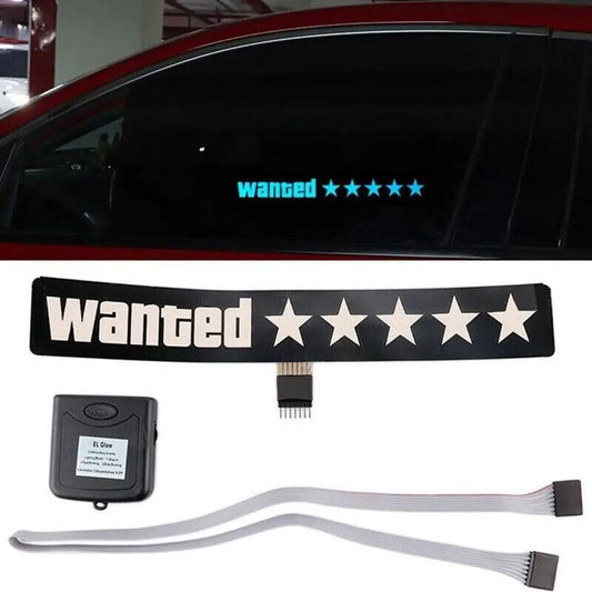 Wanted Led Car Sticker Window Windshield Sticker Electric Safety Signs Windshield Sticker Wanted Car Decals