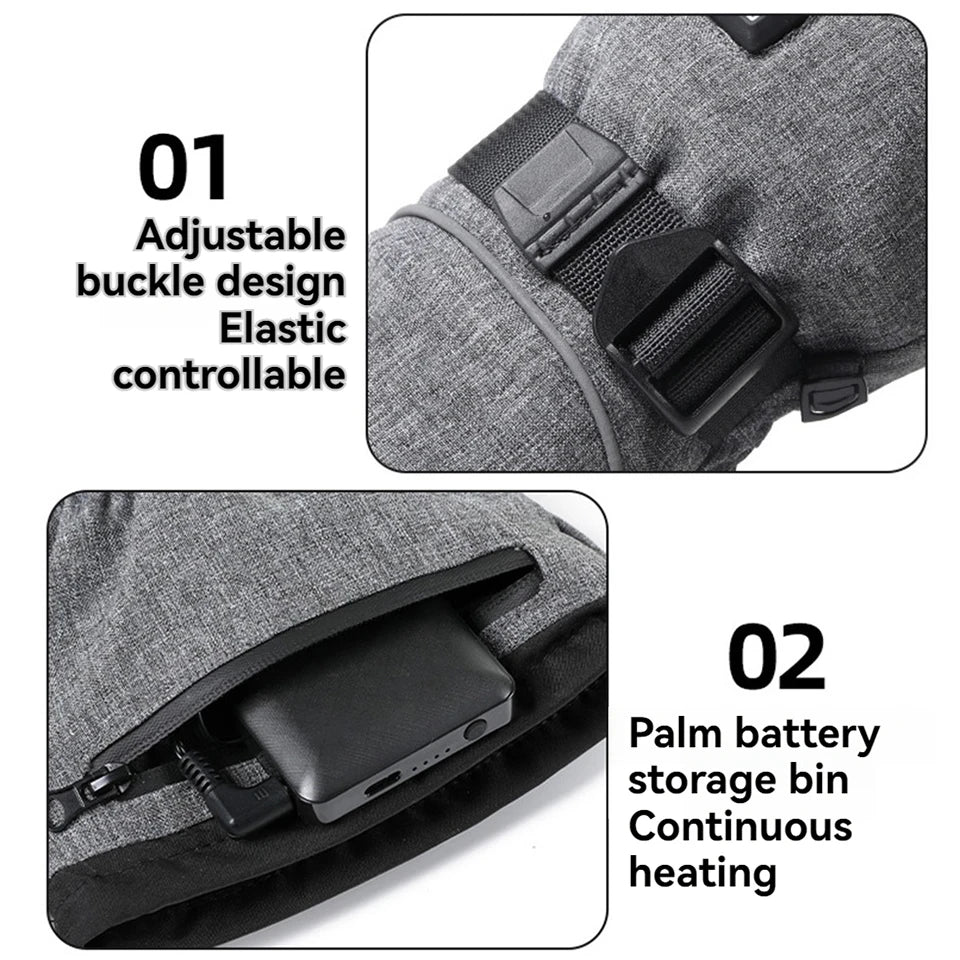 LOOGDEEL Heating Hand Warmer Electric Thermal Gloves Waterproof Snowboard Cycling Motorcycle Bicycle Ski Outdoor Winter Gloves