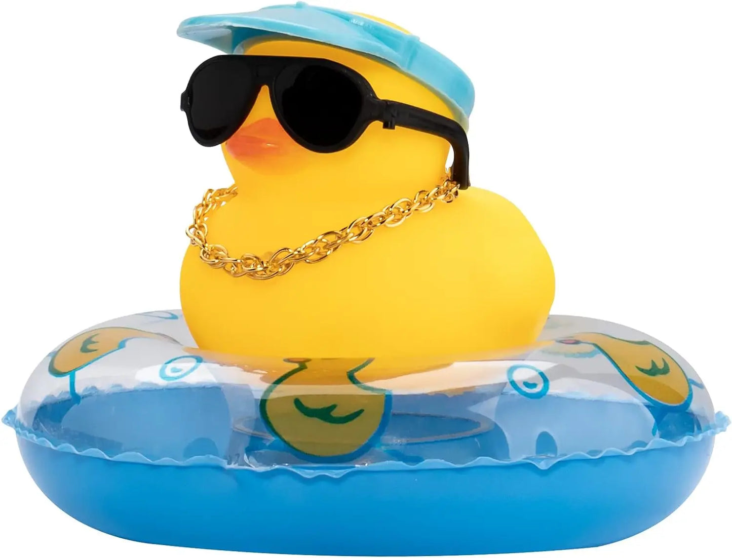 Rubber Duck Dashboard Decorations Camera Duck Car Accessories for Car Ornament with Mini Hat Swim Ring Necklace and Sunglasses