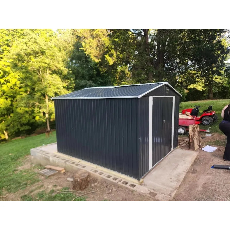Outdoor Storage Shed 6 X 8 FtWholesale Tool Shed Metal Storage Garden Shed with Door & Lock for Patio Storage Brown