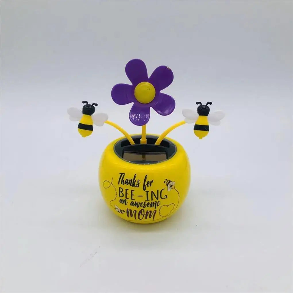 Flower Pot Solar Powered Dancing Ornaments Windowsill Car Decorations