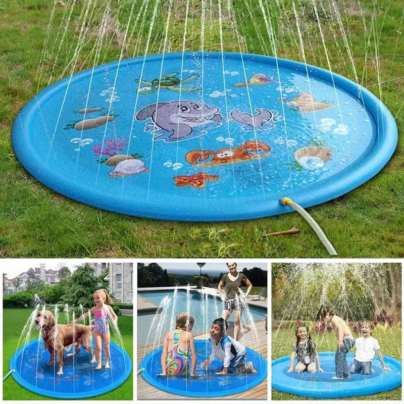 100/150/200cm Summer Pet Inflatable Swimming Pool Foldable Spray Mat Dogs Kids Outdoor Interactive Fountain Toys