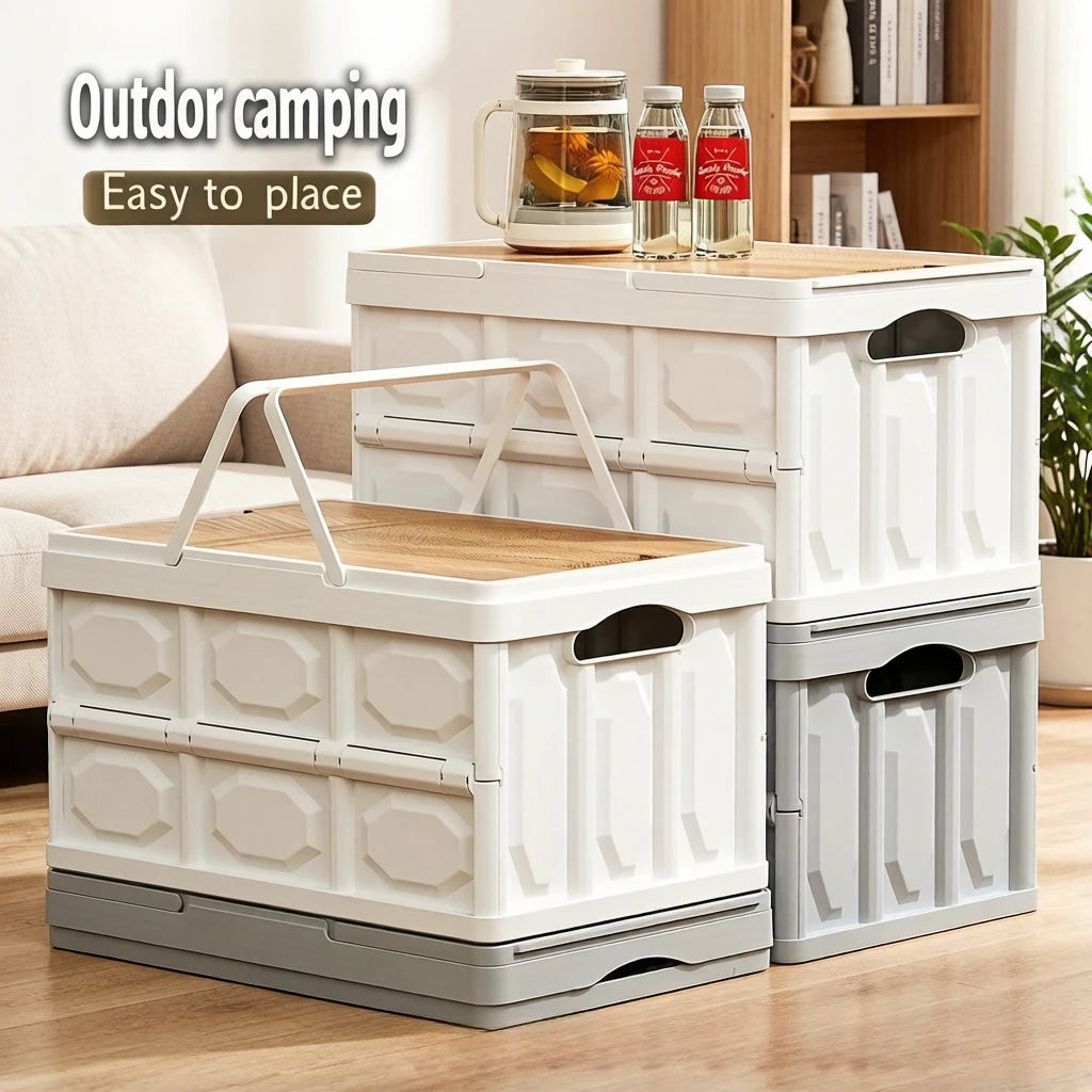 1 Outdoor Camping Storage Box with Lid, Multi-Purpose Large Capacity Car Trunk Organizer, Portable Stall Sorting Box, Suitable F