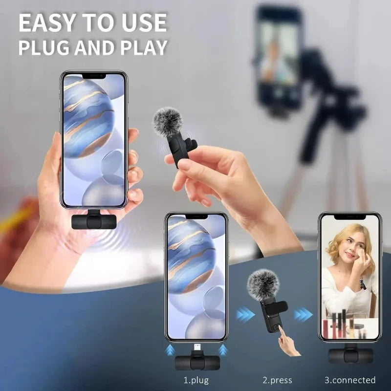 Xiaomi Pink Wireless Lavalier Microphone for iPhone Android PC Live Gaming Phone Portable Audio Video Recording Vlog Microphone