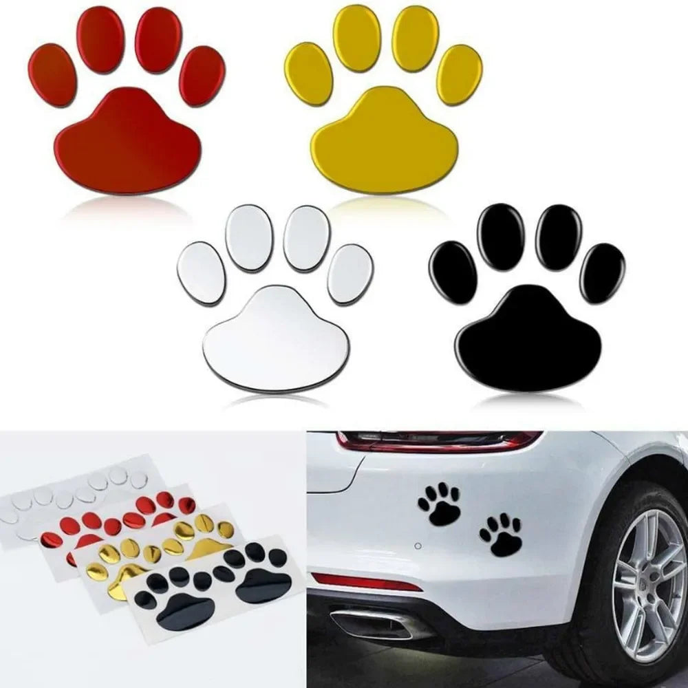 2Pcs/Set 3D Animal Dog Cat Bear Foot Prints Car Sticker Cool Design Paw Footprint Decal Car Stickers Silver Red Black Golden