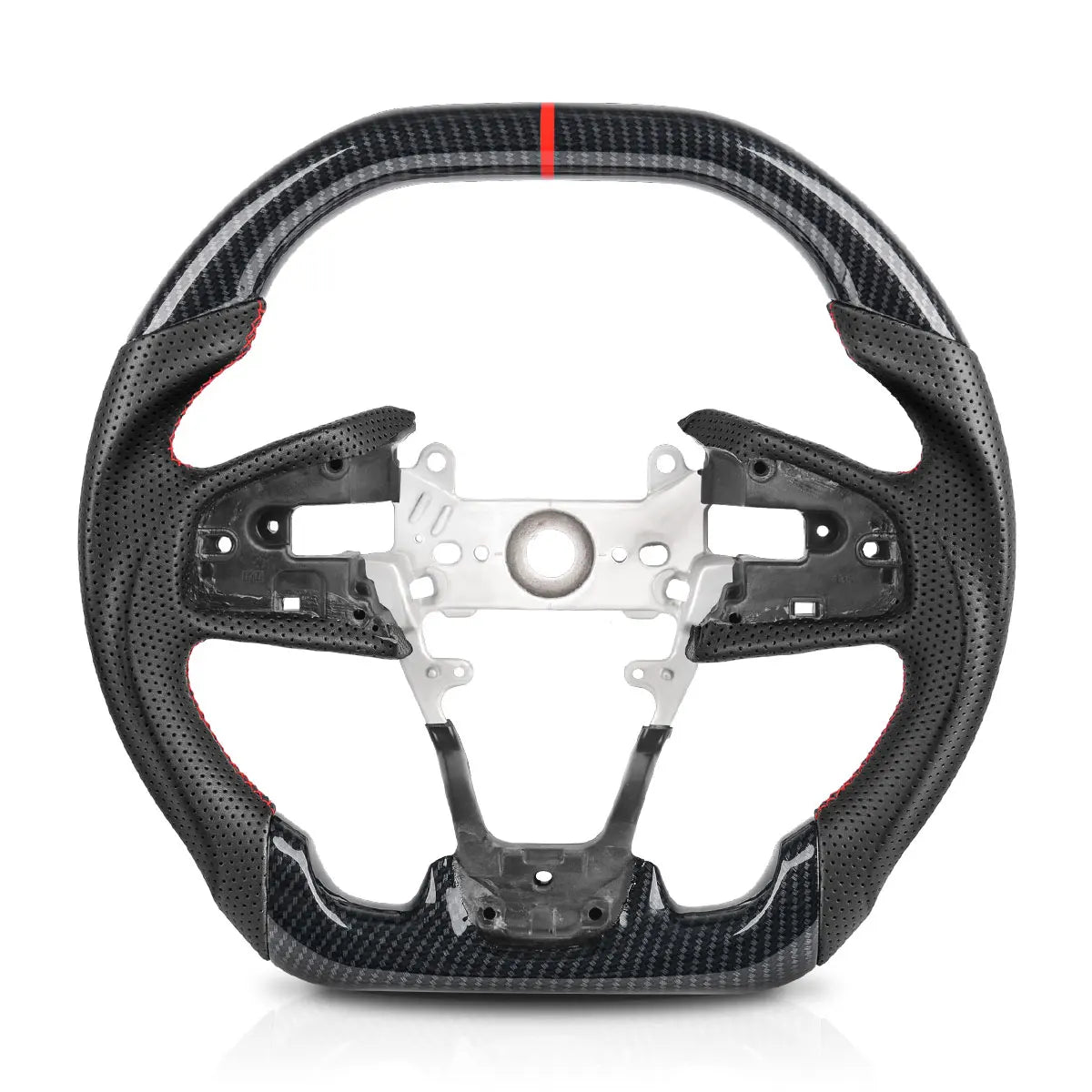 Hydro Dip Carbon Fiber Steering Wheel For Honda Civic 10th Type-R FK8 2016 2017 2018 2019 2020 Perforated Leather Racing Wheel