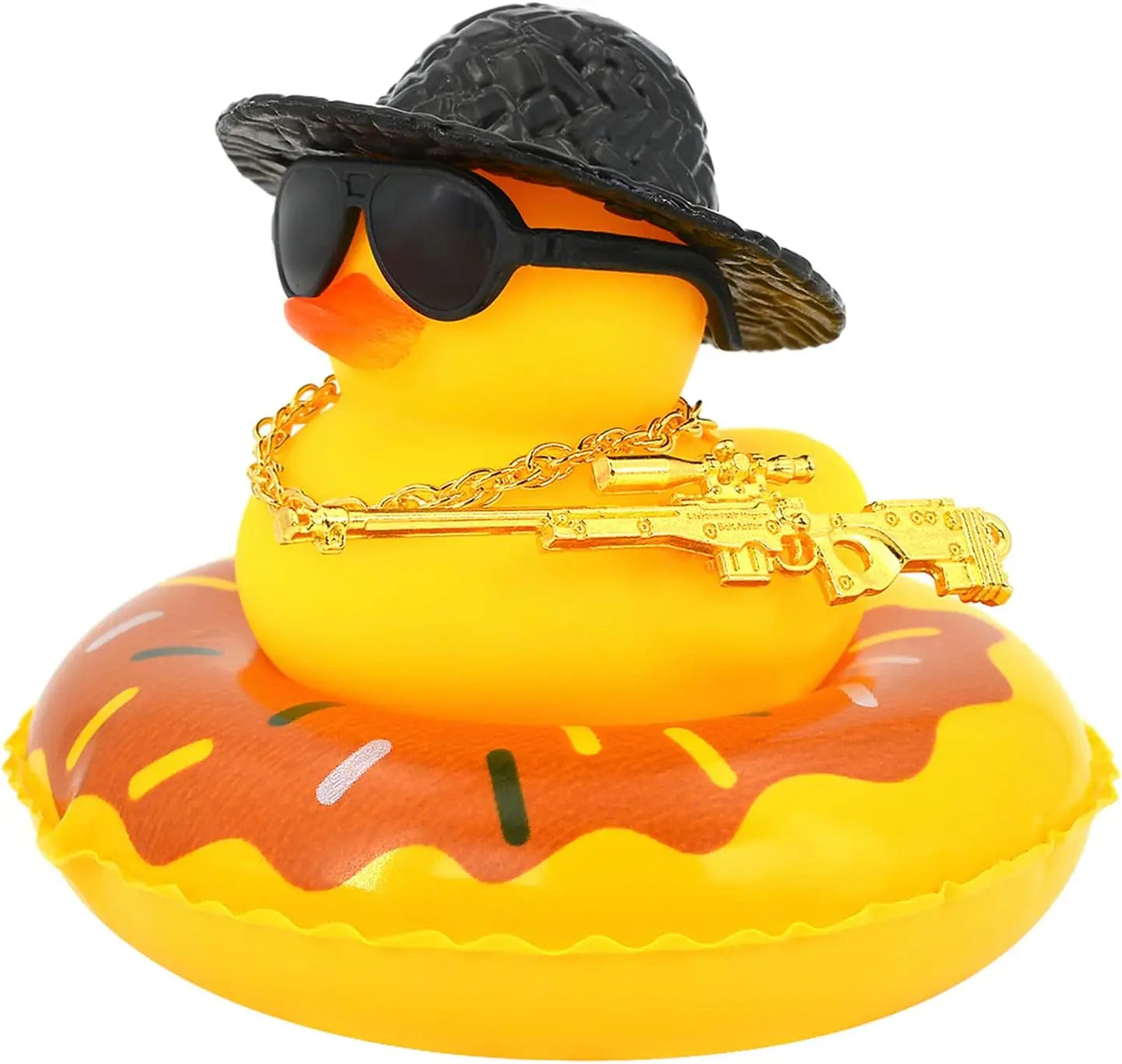 Duck Car Ornaments Yellow Duck Car Dashboard Decorations Set with Sunglasses, Swimming Ring Kids Bath Toys Home Duck Decoration