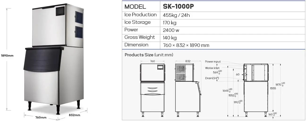 Customized Maquina Para Hacer Hielo Automatic Commercia Desktop Ice Maker Machine Ice Dispenser With Big Bin