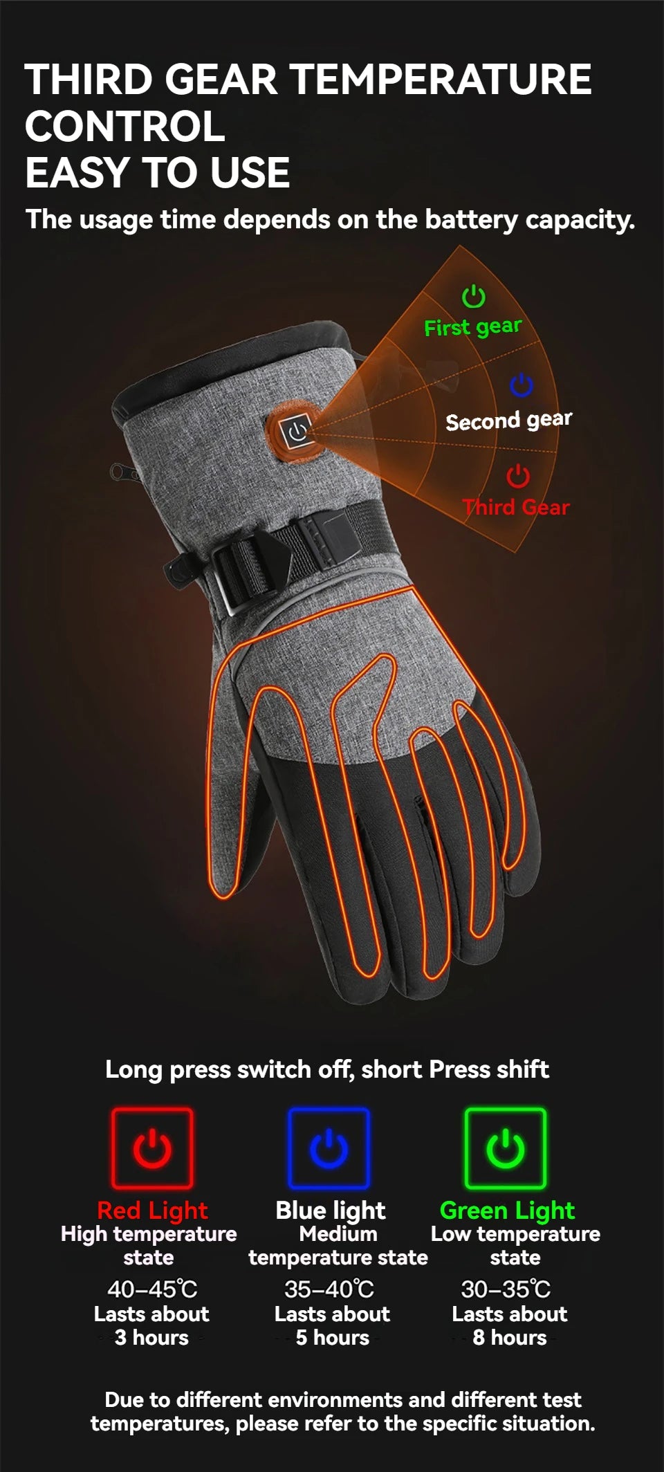 LOOGDEEL Heating Hand Warmer Electric Thermal Gloves Waterproof Snowboard Cycling Motorcycle Bicycle Ski Outdoor Winter Gloves