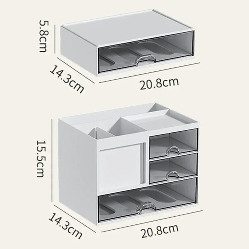 Desktop Storage Drawer Stackable Multi-compartment Desk Organizer Cosmetics Storage Holder Stationery Storage Box for Office