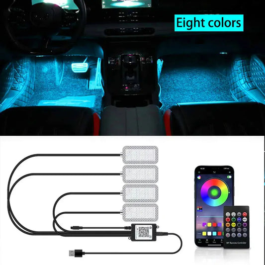 Neon LED Car Interior Ambient Foot Strip Light Kit Car Accessories Backlight Remote App Music Control Auto RGB Decorative Lamps