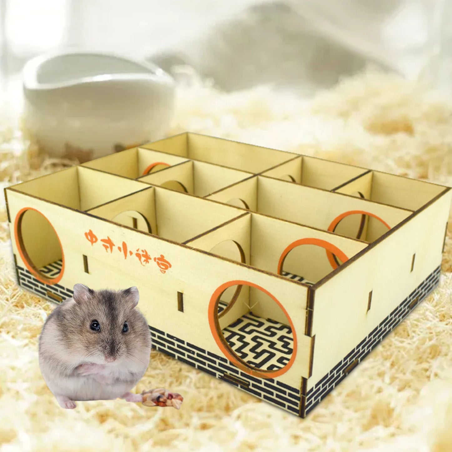 Hamster Maze Gerbils Wood House Activity Sport Mouse Exploring Toys Hideout House Labyrinth Puzzle Toy Small Pet Hideout Tunnel