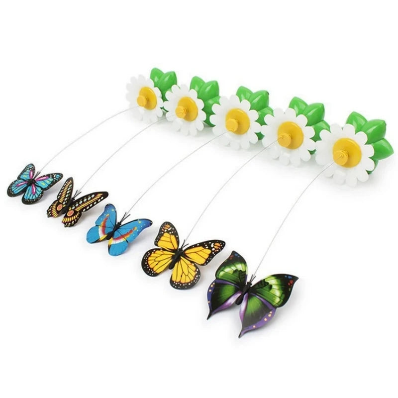 Rotating Electric Flying Butterfly Colorful Interactive Cat Dog Automatic Humming Bird Intelligence Training Rotating Funny Toys