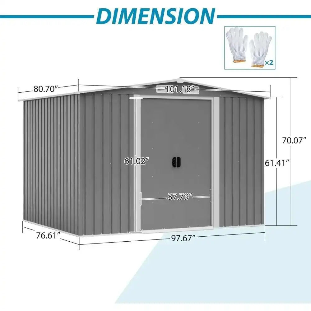 6Ft X 8Ft Outdoor Metal Storage Shed, Garden Shed Tool House With Lockable Double Doors & Vents
